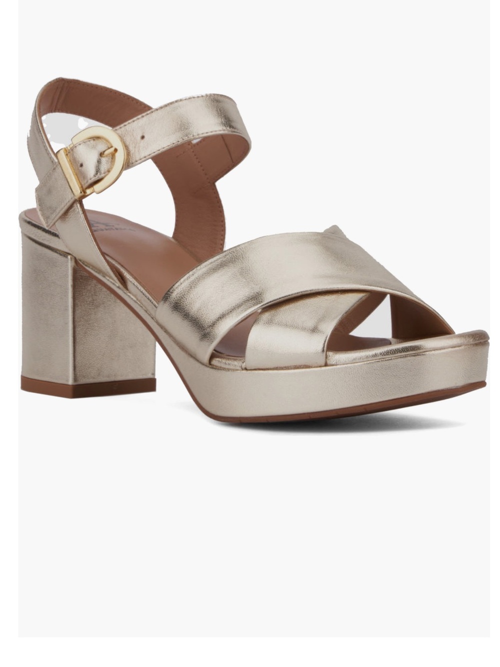 Aquatalia Metallic Gold Platform Block Heel Sandals